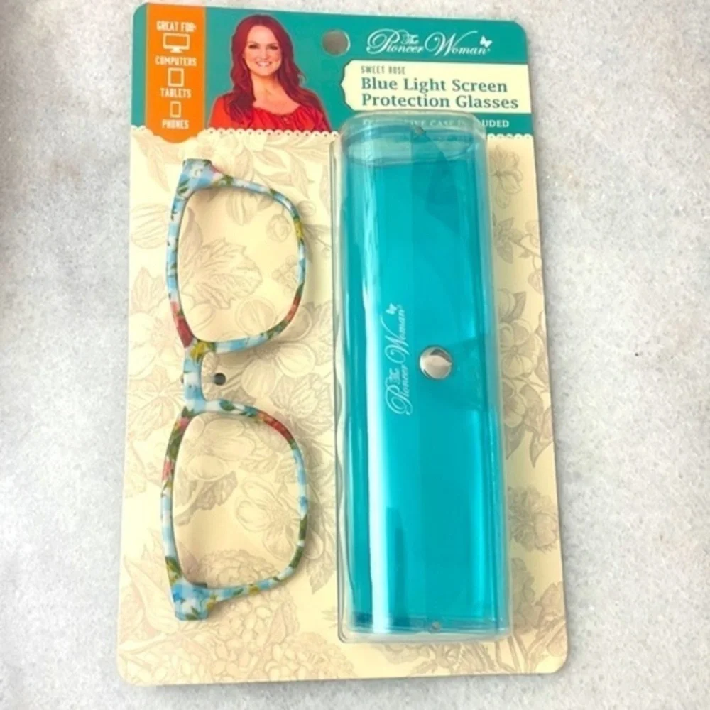 The Pioneer Woman glasses floral blue light screen protection glasses,case NWT